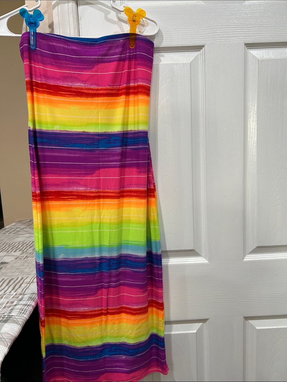 Girls Rainbow Stripe Tube One-Piece Dress